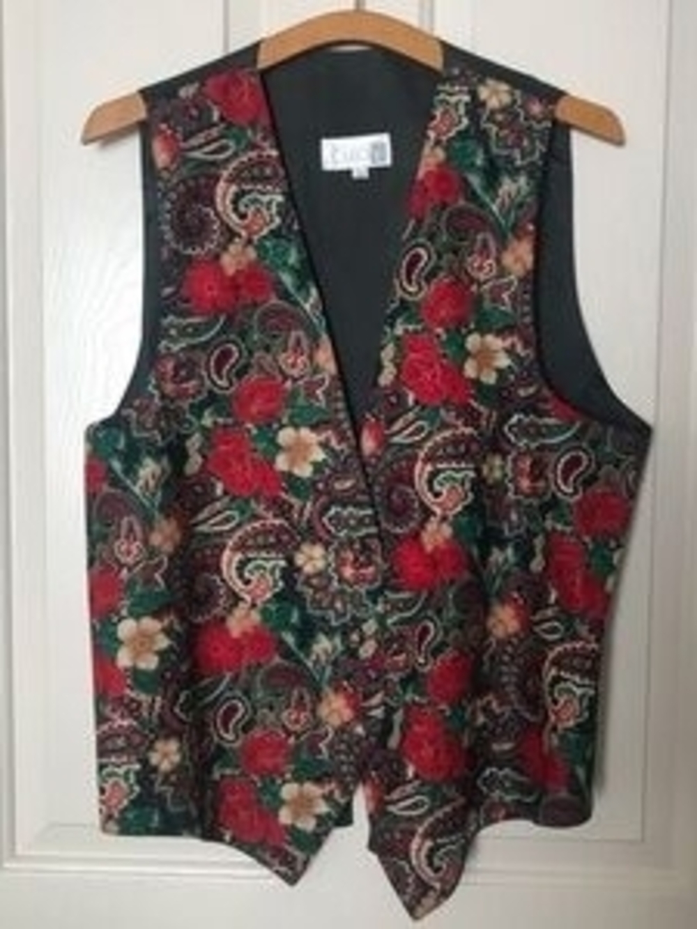 cleo Red & Green Paisley Floral Vest
